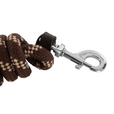Lunga da Addestramento in Nylon Intrecciato con Punta in Pelle Marrone scuro