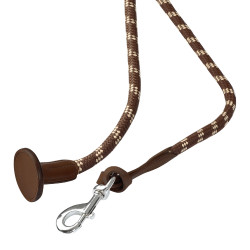 Lunga da Addestramento in Nylon Intrecciato con Punta in Pelle Marrone scuro
