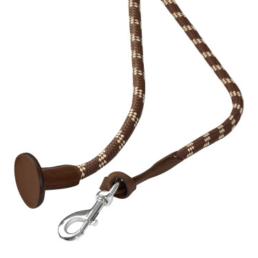 Lunga da Addestramento in Nylon Intrecciato con Punta in Pelle Marrone scuro