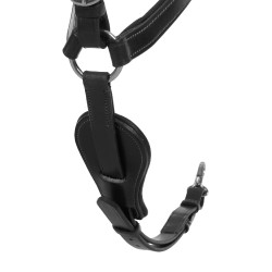 Pettorale martingala Acavallo in cuoio a 5 punti Nero