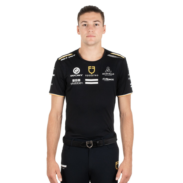 T-shirt da allenamento GP da uomo in tessuto tecnico con multi-logo Equestro