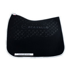 Sottosella da dressage in lycra con grip in gel e parte inferiore in fibra di bambù Acavallo Nero / bianco Sottosella da dressage in lycra con grip in gel e parte inferiore in fibra di bambù Acavallo Nero / bianco
