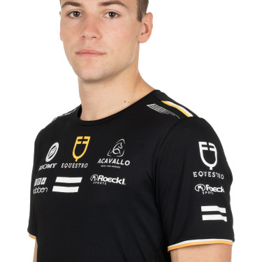 T-shirt da allenamento GP da uomo in tessuto tecnico con multi-logo Equestro Nero