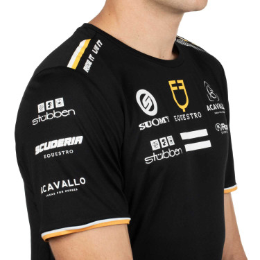 T-shirt da allenamento GP da uomo in tessuto tecnico con multi-logo Equestro Nero