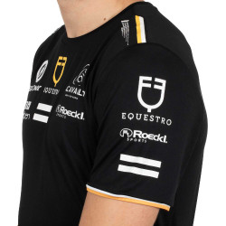 T-shirt da allenamento GP da uomo in tessuto tecnico con multi-logo Equestro Nero