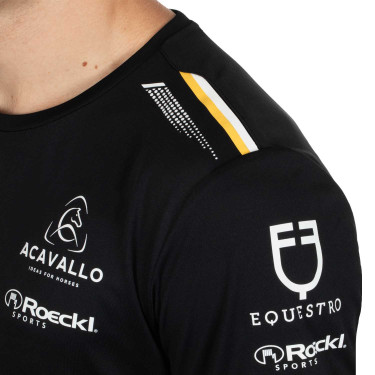 T-shirt da allenamento GP da uomo in tessuto tecnico con multi-logo Equestro Nero