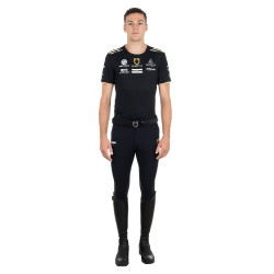 T-shirt da allenamento GP da uomo in tessuto tecnico con multi-logo Equestro Nero