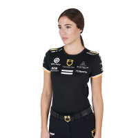 T-shirt da allenamento GP da donna in tessuto tecnico con multi-logo Equestro Nero