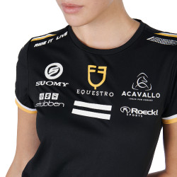 T-shirt da allenamento GP da donna in tessuto tecnico con multi-logo Equestro Nero