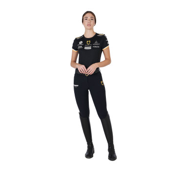 T-shirt da allenamento GP da donna in tessuto tecnico con multi-logo Equestro Nero