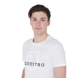 T-shirt aderente con logo sul petto uomo Equestro Bianco