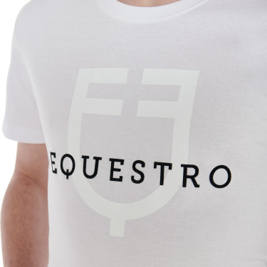 T-shirt aderente con logo sul petto uomo Equestro Bianco