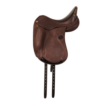 Sella da dressage Mantegna con lunghi appoggi Acavallo Marrone scuro Sella da dressage Mantegna con lunghi appoggi Acavallo Marrone scuro