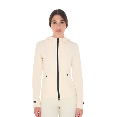 Giacca softshell aderente con cerniera antivento da donna Equestro Bianco antico Beige