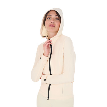 Giacca softshell aderente con cerniera antivento da donna Equestro Bianco antico Beige