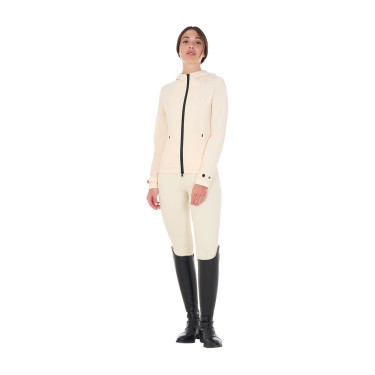 Giacca softshell aderente con cerniera antivento da donna Equestro Bianco antico Beige