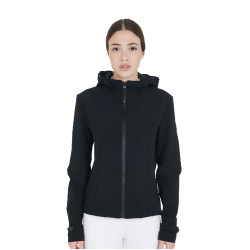 Giacca softshell aderente con cerniera antivento da donna Equestro Nero