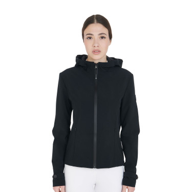 Giacca softshell aderente con cerniera antivento da donna Equestro Nero