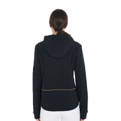 Giacca softshell aderente con cerniera antivento da donna Equestro Nero