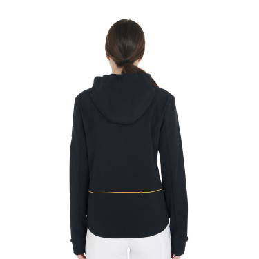 Giacca softshell aderente con cerniera antivento da donna Equestro Nero