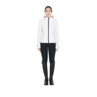 Giacca softshell aderente con cerniera antivento da donna Equestro Bianco Giacca softshell aderente con cerniera antivento da donna Equestro Bianco