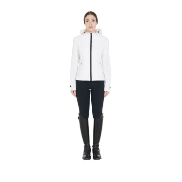 Giacca softshell aderente con cerniera antivento da donna Equestro Bianco