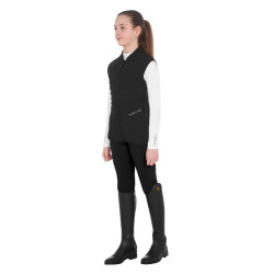 Gilet senza maniche da bambina aderente in tessuto tecnico Equestro Nero Gilet senza maniche da bambina aderente in tessuto tecnico Equestro Nero