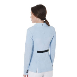 Giacca da concorso traforata da donna 4 bottoni Equestro Azzurro cielo Blu