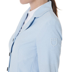 Giacca da concorso traforata da donna 4 bottoni Equestro Azzurro cielo Blu