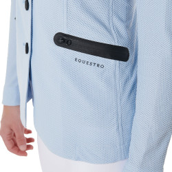 Giacca da concorso traforata da donna 4 bottoni Equestro Azzurro cielo Blu