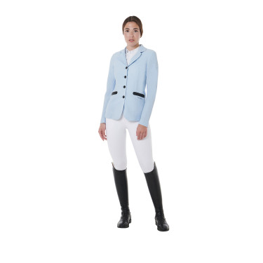 Giacca da concorso traforata da donna 4 bottoni Equestro Azzurro cielo Blu