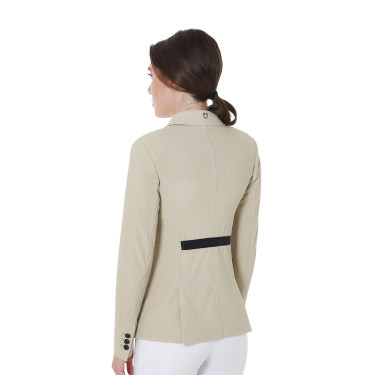 Giacca da concorso traforata da donna 4 bottoni Equestro Tan Oxford Rosa