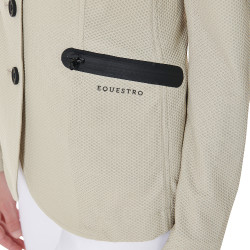 Giacca da concorso traforata da donna 4 bottoni Equestro Tan Oxford Rosa