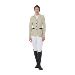 Giacca da concorso traforata da donna 4 bottoni Equestro Tan Oxford Rosa
