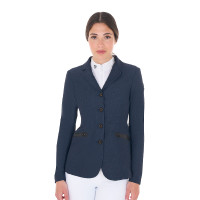 Giacca da concorso traforata da donna 4 bottoni Equestro Blazer marine Blu marino