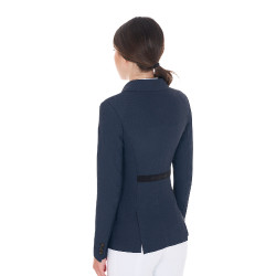 Giacca da concorso traforata da donna 4 bottoni Equestro Blazer marine Blu marino Giacca da concorso traforata da donna 4 bottoni Equestro Blazer marine Blu marino