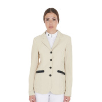 Veste de concours perforée femme 4 boutons Equestro Beige