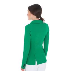 Damen-Wettkampfjacke perforiert 3 Knöpfe Equestro Verde oltremare
