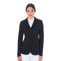 Damen-Wettkampfjacke perforiert 3 Knöpfe Equestro Nero