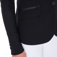 Damen-Wettkampfjacke perforiert 3 Knöpfe Equestro Nero