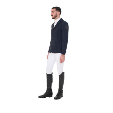 Giacca da concorso da uomo con logo ricamato a contrasto Equestro Blazer marine Blu marino