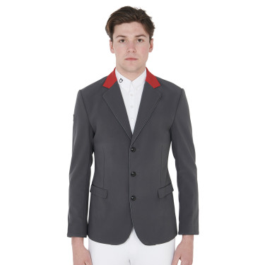 Giacca da concorso uomo 3 bottoni Elegance Equestro Grigio / bordeaux