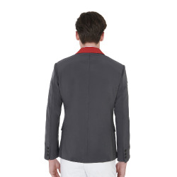Giacca da concorso uomo 3 bottoni Elegance Equestro Grigio / bordeaux