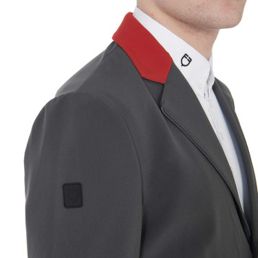 Giacca da concorso uomo 3 bottoni Elegance Equestro Grigio / bordeaux