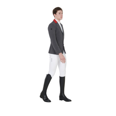 Giacca da concorso uomo 3 bottoni Elegance Equestro Grigio / bordeaux