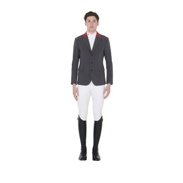 Giacca da concorso uomo 3 bottoni Elegance Equestro Grigio / bordeaux