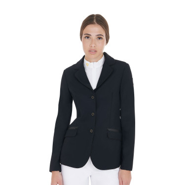 Giacca da concorso da donna in tessuto tecnico elasticizzato Equestro Nero Giacca da concorso da donna in tessuto tecnico elasticizzato Equestro Nero