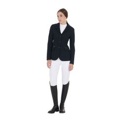 Giacca da concorso da donna in tessuto tecnico elasticizzato Equestro Nero Giacca da concorso da donna in tessuto tecnico elasticizzato Equestro Nero