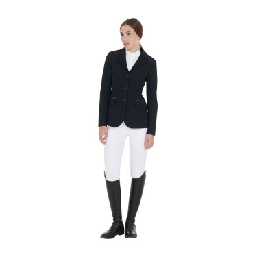 Giacca da concorso da donna in tessuto tecnico elasticizzato Equestro Nero Giacca da concorso da donna in tessuto tecnico elasticizzato Equestro Nero