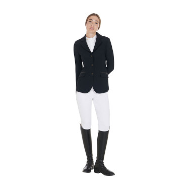 Giacca da concorso da donna in tessuto tecnico elasticizzato Equestro Nero Giacca da concorso da donna in tessuto tecnico elasticizzato Equestro Nero